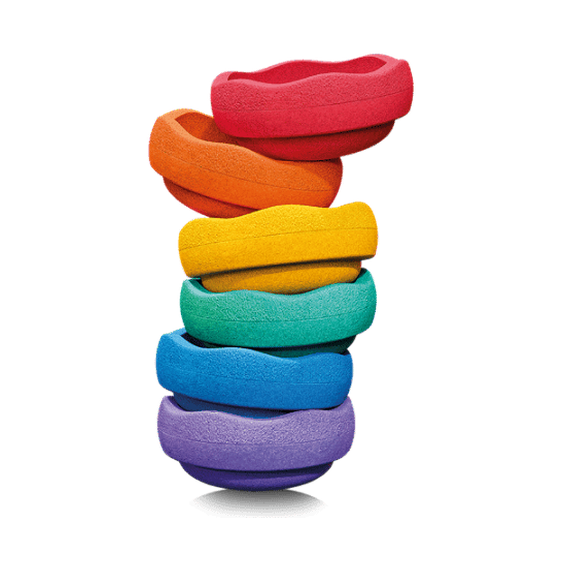 Stapelstein® Original Mini Rainbow Classic – 6 spalvoti balansavimo akmenukai